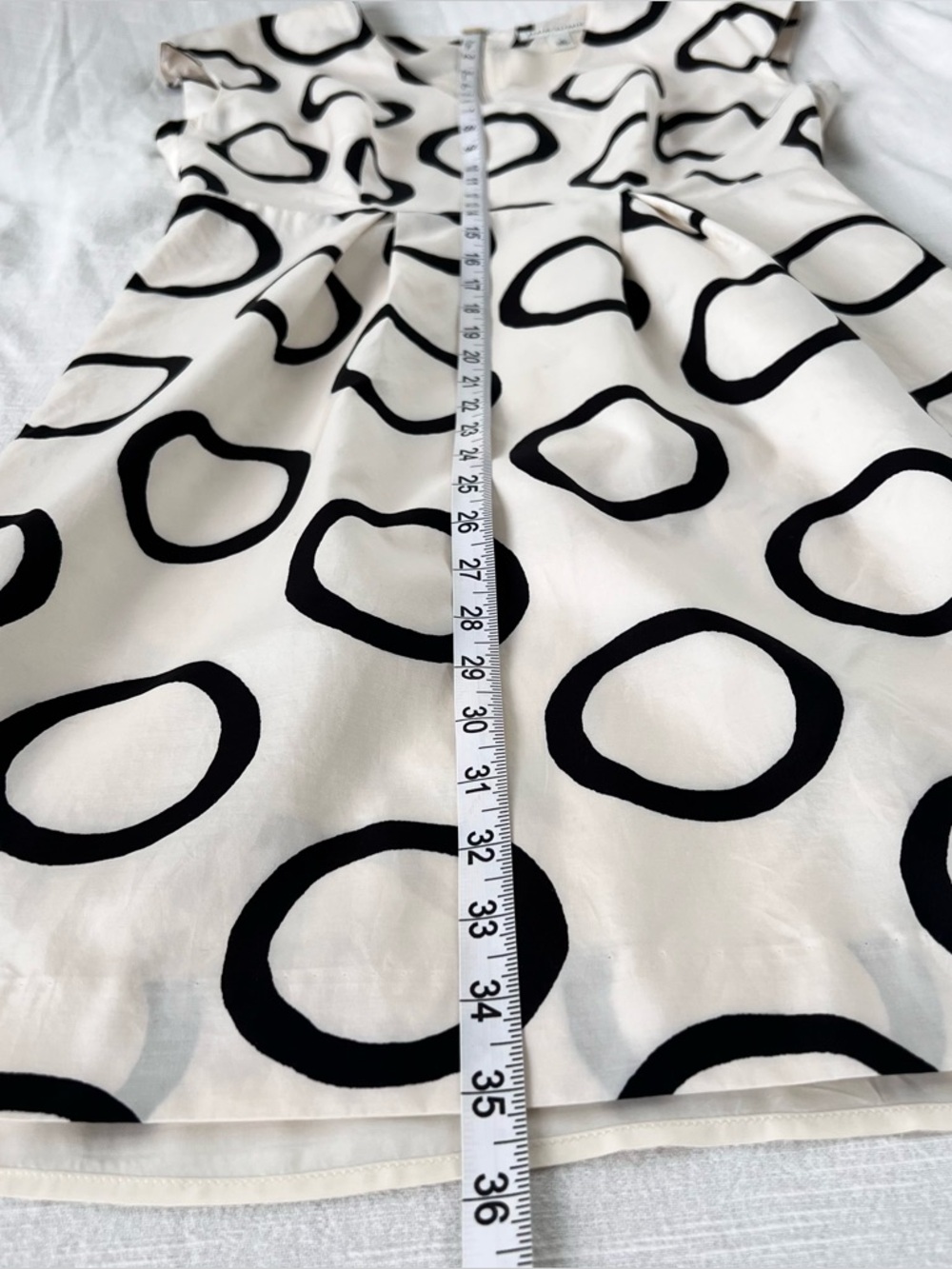 Ivory Midi Dress with Black Circular Print - Picture 4 of 10